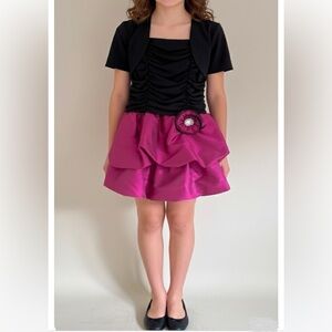 Bubble Dress Stretchy Bodice Black/pink plum sz 14 like new